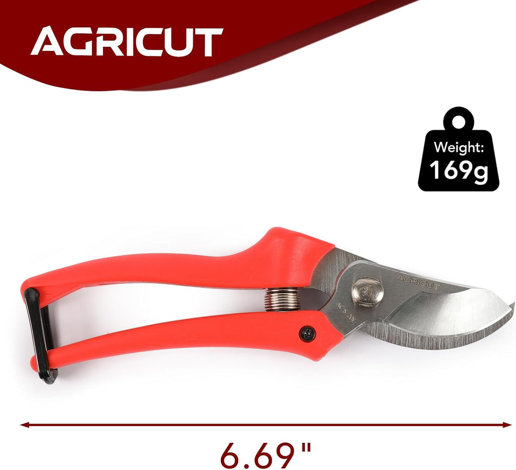 AGRICUT Pruning Shears for Gardening - 4/5 Inch Cut Capacity Bypass Pruners with High Carbon Steel Blade PP Handle Gardening Scissors Sharp Hand Clippers