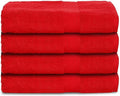 CASALINO Plush Collection Towel Set, Premium Quality 100% Pure Cotton, Highly Absorbent, Super Soft, Soft and Plush, (4 PCS Hand Towel Set, Red)