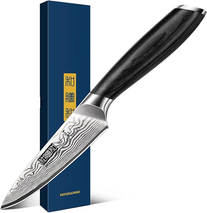 Paring Knife 3.75 Inch, High Carbon Powder Steel Forged Small Kitchen Knives, Razor Sharp Japanese Fruit Knife with Ergonomic Pakkawood Handle