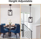 VINLUZ Modern 1-Light Cage Kitchen Island Pendant Lighting with Glass Shade Oil Rubbed Bronze Chandeliers Dining Room Lighting Fixtures Hanging Semi Flush Mount Ceiling Lights Bedrooms Hallway