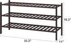 Long Shoe Rack, Bamboo Wood Shoe Rack for Closet, Entryway & Hallway, 3-Tier Stackable Shoe Shelf