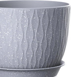 12/10/9 Inch Plant Pots, 3 Pack Large Flower Pots for Indoor and Outdoor Plants with Water Ripples, Large Plastic Flower Pots with Drainage Holes and Tray for Garden Indoor Plants