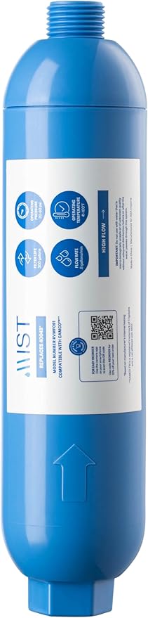 Mist 40043 Replacement for Camco RV Inline Water Filter 40043, 40013, 40041, with Flexible Hose Protector. Reduces Bad Taste, Odors, Chlorine, Lead and Sediment, 2 Pack