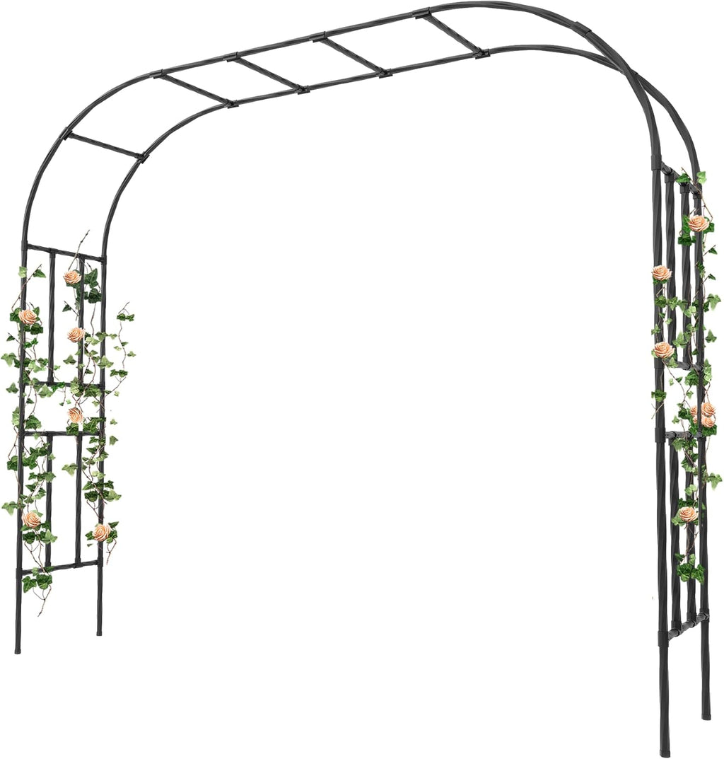 Garden Arch, 98.5’’x94.5’’ Arbor Trellis, Garden Arch Trellis for Climbing Plants Outdoor, Arbor for Flower, Climbing Vine Vegetable, Fruit and Lawn(Black)