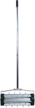 Heavy Duty Rolling Lawn Aerator, Rotary Push Tine Spike Aerator with 1.4-Inch Spikes, 57-Inch Steel Handle, Garden Yard Grass Maintenance Manual Aerator Tool for Improved Soil Aeration Silver