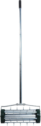 Heavy Duty Rolling Lawn Aerator, Rotary Push Tine Spike Aerator with 1.4-Inch Spikes, 57-Inch Steel Handle, Garden Yard Grass Maintenance Manual Aerator Tool for Improved Soil Aeration Silver