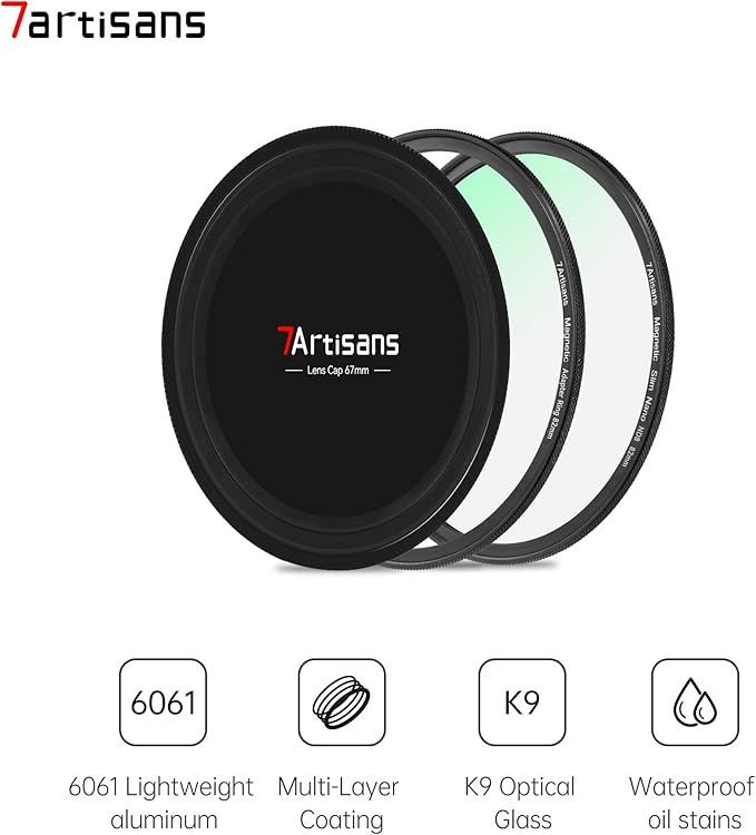 7artisans Nano Magnetic Filter UV Filter ND Light Reduction Filter/CPL Polarization Filter/GND Gradient Filter/Black Mist 1/4 Portrait Photography Filter Suitable for Lens(82mm ND1000)