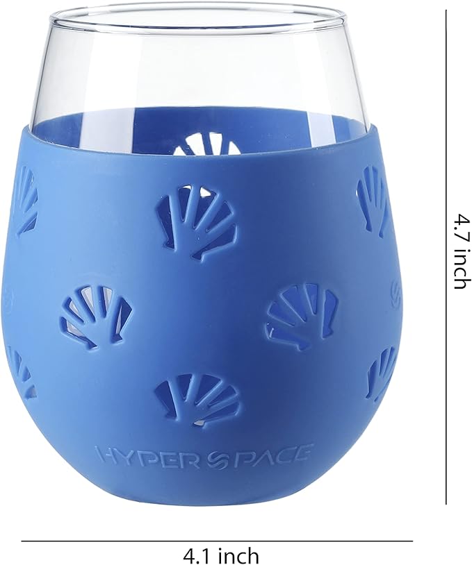 Hyperspace 20 OZ Stemless Wine Glass, Beverage Glass with Protective Silicone Sleeve (Blue & Purple Shell)