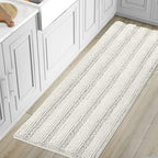 H.VERSAILTEX Bath Mats for Bathroom Non Slip Luxury Chenille Striped Bath Rug Absorbent Non Skid Fluffy Soft Shaggy Rugs Washable Dry Fast Plush Carpet Mats for Bath Room, Tub