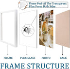 KTKDE A1 Picture Frame Poster Frame23.4 x 33.1 inches, White Woodgrain Poster Frame-Horizontal and Vertical Wall Hanging for Home, Exhibition, Caffe for best gifts