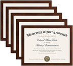 upsimples Certificate Frame with High Definition Glass, 8.5 by 11 Picture Diploma Document Frames for Wall and Tabletop, Mahogany 5 Pack