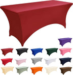 6-Pack 6ft Spandex Table Covers for Rectangle Standard Folding Tables - Wrinkle Resistant Stretch Tablecloths - Ultimate Fitted Table Protector for Parties, Trade Shows, Wedding