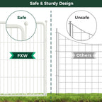 FXW Garden Fence Outdoor for The Yard – 32in(H) x 18.2ft(L) Heavy Duty Metal Animal Barrier for Dog and Rabbit, Decorative Dog Fence, 8 Panels, White