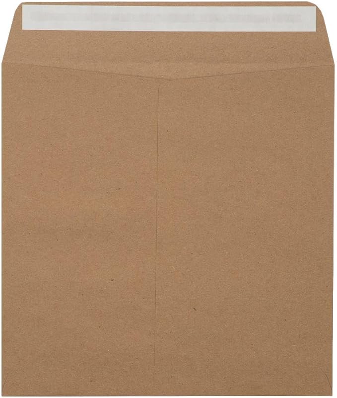 LUXPaper Square Invitation Envelopes | Peel & Press | 8" x 8" | Grocery Bag Brown | 70lb. Text | 50 Qty