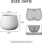 Kante Curva Series Planter, 14.8 Inch Round Concrete Garden Pot with Draiange Hole and Rubber Plug, Suitable for Indoor Plants, Home, Garden, Patio, White