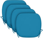 SleepMan Outdoor 17"x16" Chair Cushions with Ties Set of 4, Water Resistant All Weather U-Shape Seat Pads for Patio Garden Furniture Indoor (Set of 4, Indigo Blue)