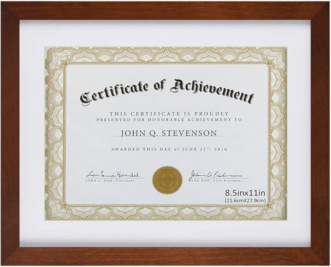 RPJC Document Frame Certificate Frames Made of Solid Wood High Definition Glass and Display Diplomas 8.5x11 with Mat or 11x14 Inch Without Mat Picture Frame Brown