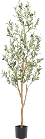Bellacat Faux Olive Tree 5ft，Olive Trees Artificial Indoor with Natural Wood Trunk and Realistic Leaves and Fruits. 5 Feet(60in) Fake Olive Tree for Home House Office Décor.