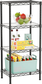 4 Tier Adjustable Storage Shelves Heavy Duty Metal Utility Shelf Wire Shelving Unit Organizer Rack for Home Kitchen Office Bathroom Pantry Room 12" D x 18" W x 44.5" H
