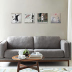 Cortolar Banksy Canvas Wall Art Graffiti Print Picture Abstract Painting for Bedroom Living Room Bathroom Wall Decor (12"x12"x4-B)