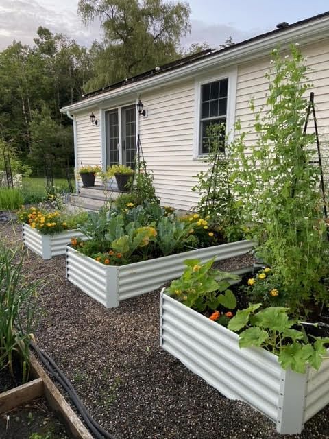 A ANLEOLIFE 8-Pack 8X4X1.5ft & 74x74x18 in Deep Root Galvanized Raised Garden Beds Outdoor for Planting Vegetables Flowers Herb, Antique White