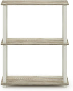 Furinno Turn-S-Tube 3-Tier Compact Multipurpose Shelf Display Rack with Square Tube, Sonoma Oak/White