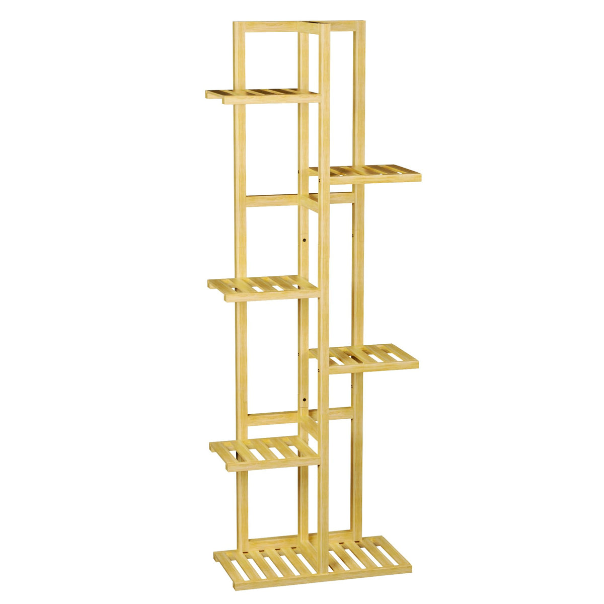 ROMGUAR CRAFT 6 Tier Bamboo Plant Stand Indoor, Wood Tall Flower Holder Corner Tiered Plant Shelf for Multiple Plants (Natural)