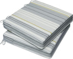 AAAAAcessories Outdoor Seat Cushions for Chairs, Waterproof, Fade-Resistant, 21" x 21" x 3", Patio Furniture Replacement Cushions, Set of 2, Ash Blue Harbor Stripe