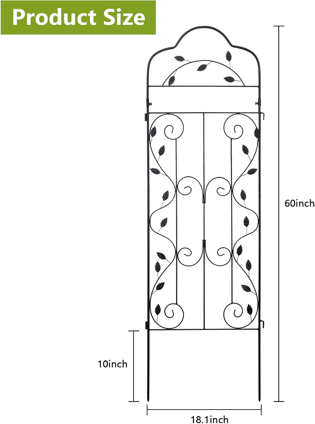 hogardeck Metal 60 * 18in Garden Trellis 2-Packs for Climbing Plants Flowers Vegetables Planting Arched Outdoor Decoration for Courtyards Lawns Gardens