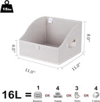 WUIKE Closet Storage Bins, Large Trapezoid Storage Boxes with Handles, Fabric Storage Baskets for Organizing Clothes, Sheets, Blankets, Decorative Storage Bins, White & Beige