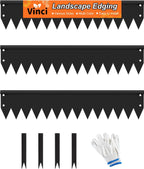 Vinci Landscape Edging Border, 40" L x 6" H 3Pack 10FT Total Black Galvanized Steel Garden Edging with Spikes, Sturdy Elegant Metal Lawn Broder for Flower Beds, Pathways, Paver Edges and Yard