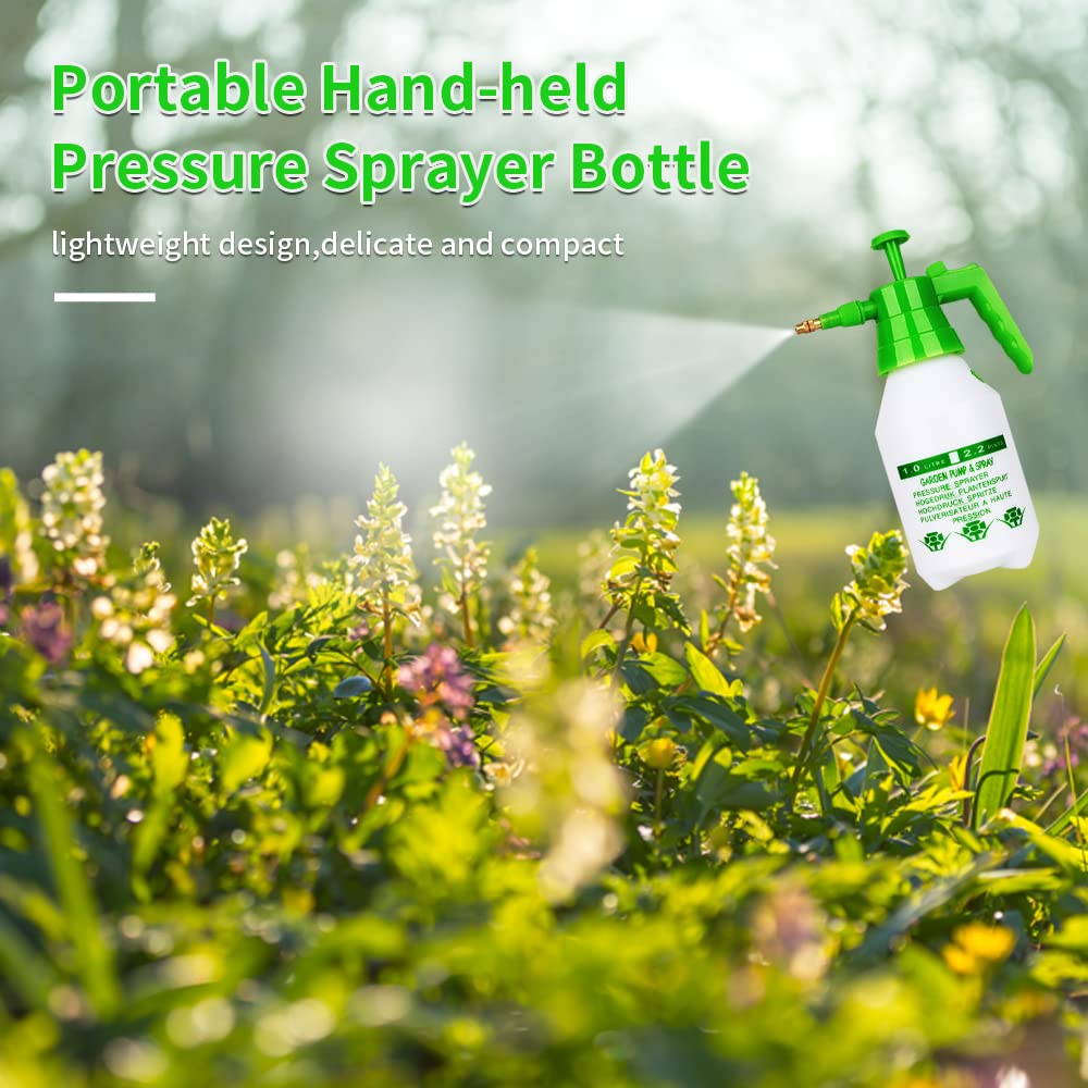 Garden Pump Sprayer,68oz/34oz Hand-held Pressure Sprayer Bottle for Lawn with Safety Value&Adjustable Nozzle, for Watering,Spraying Weeds,Home Cleaning and Car Washing,0.5 Gallon