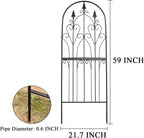 Trellis for Climbing Plants 59" H x 21.7" W Metal Unique Design Decorative Garden Structure Weather-Resistant Lattice Outdoor Decor Flowers Roses Vine Ivy Clematis Black Coating