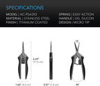 AC Infinity 6.6” Stainless Steel Pruning Shear 2-Pack, Lightweight Ergonomic Design, Straight Precision Blades with Nonstick Titanium Coating for Gardening, Hydroponics, Grow Tents