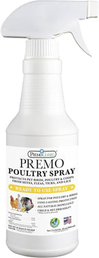 Premo Guard Poultry Spray - 32 oz - Kill Scaly Leg, Mites, Fleas, Lice, & Other Pest on Chickens and in Coops - Natural Plant Based Oils for Control, & Prevention - Family Safe with No Egg Withdrawl