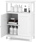 Tangkula Bathroom Storage Cabinet, Freestanding Floor Organizer with 2 Doors & 1 Adjustable Shelf, Modern Home Bathroom Furniture for Living Room Entryway Kitchen (Cabinet, White)