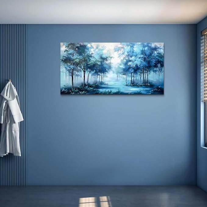 Wapluam Large Canvas Wall Art For Bedroom Wall Decor For Living Room Office Decorations Trees Wall Paintings Foggy Forest Landscape Wall Pictures Artwork Stretched and Framed Canvas Art Home Decor
