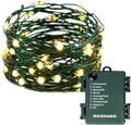 MASHANG Christmas Lights Battery String Lights 33FT 100 Micro LEDs Starry Lights Fairy Lights Firefly Lights with Dark Green Copper Wire for Christmas Tree, Wreath, DIY, Wedding, Holiday(Warm White)