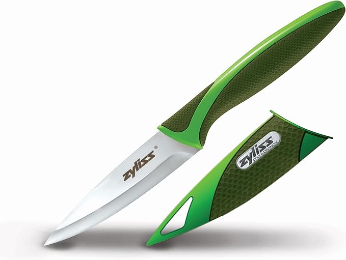 Zyliss Utility Kitchen Knives with Sheath Covers - Dishwasher Safe - Stainless Steel Kitchen Knives Perfect for Cutting Meat, Vegetables & Fruit - 2 Piece 3.25" Paring Set