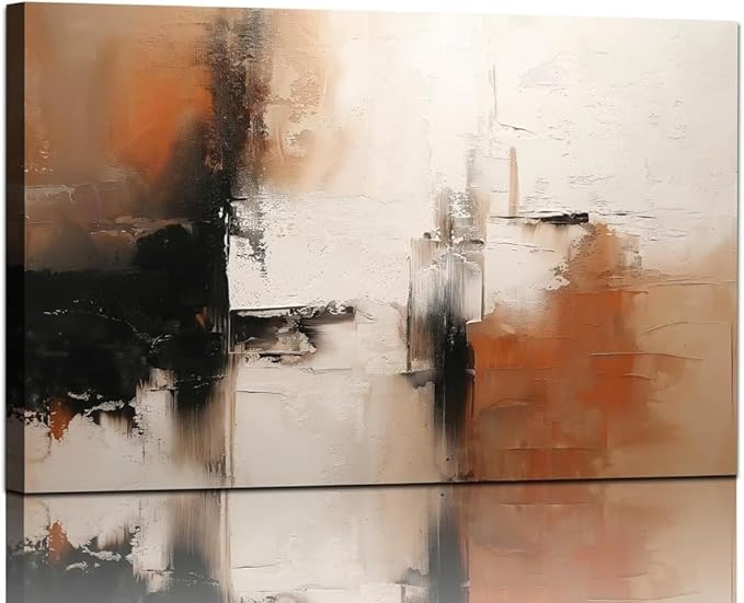 Black and White Canvas Wall Art Decor for Living Room Large Abstract Wall Art Pictures for Bedroom Brown Artwork Painting Large Modern Canvas Print for Home Office Decorations (32x48inches)
