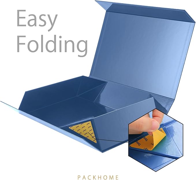 PACKHOME 6 Extra Large Gift Boxes 17.5x11.3x4.3 Inches, Sturdy Shirt Boxes with Magnetic Lids for Clothes and Large Gifts (Glossy Blue)