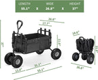 Fishing Cart Beach Cart Collapsible Wagon with 11”All Terrain Big Wheels,Heavy-Duty Garden Carts with 6 Holders and Storage Pocket for Outdoor,Fishing, Picnic