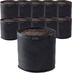 Commercial Grow Bag Pack of 10, Air Pruning Mesh Fabric Plant Containers (10 Gallon, Black)