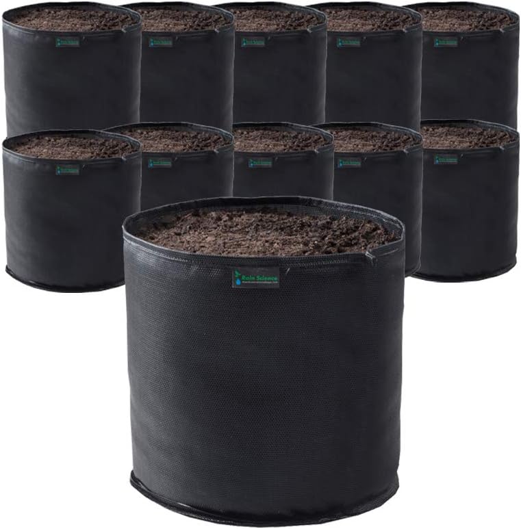 Commercial Grow Bag Pack of 10, Air Pruning Mesh Fabric Plant Containers (20 Gallon, Black)