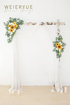 Artificial Wedding Arch Flowers Kit(Pack of 3),2Pcs Artificial Flower Arch Decor,1Pcs Sheer Drape for Wedding Ceremony Arbor for WeddingCeremony (Sunflower Wedding)