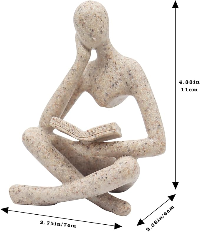 Reading Women Statue, Thinker Sculptures, Abstract Art Ornament, Modern Aesthetic Figurine Decoration, Suitable for Home Living Room Bedroom Office Shelf Table Desk Bookshelf Decor