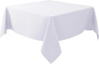 Biscaynebay Textured Fabric Square Tablecloths 90x90 Inches, White Water Resistant Card Table Cloth Folding Table Cover for Dining, Kitchen, Wedding and Parties etc. Machine Washable