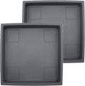 The HC Companies 11 Inch Accent Square Plant Saucer, Lightweight UV-Resistant Plastic Outdoor & Indoor Flower Pot Tray, 2-Pack Plant Pot Trays for Garden & Home Decor, Warm Gray