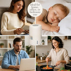 Humea Smart Evaporative Humidifier with WiFi & App Control - 3L Tank, 4 Speeds, 300ml/h - Quiet, Mist-Free, No White Dust - Nightlight - For Allergies, Dry Skin, Better Sleep - Beige