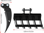 Mini Excavator Attachment Rake, Metal Wide Backhoe Rake Fit for 0.8T-1.5T Mini Excavators - Upgraded High-Thickness Steel‌ - Replace Hydraulic Tilt Excavator Attachment